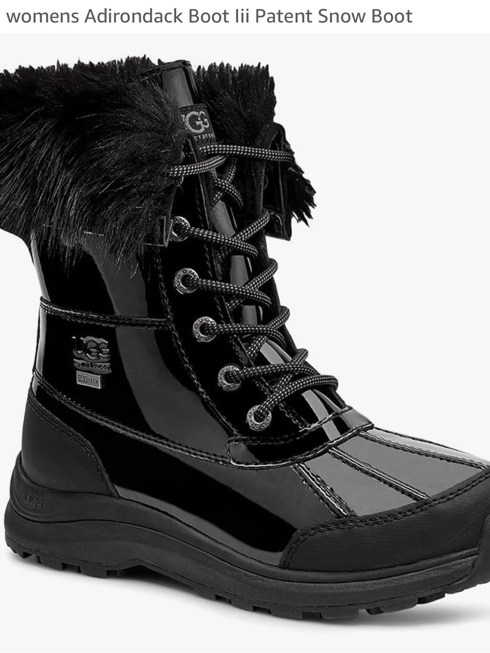 UGG Women's Adirondack Patent Lace-Up Winter Boot - Black